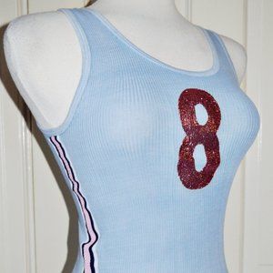 TANK TOP LIGHT BLUE 8 BALL PINK SEQUIN FRONTAL PATCH PINK, WHITE & BLACK SIDE ST